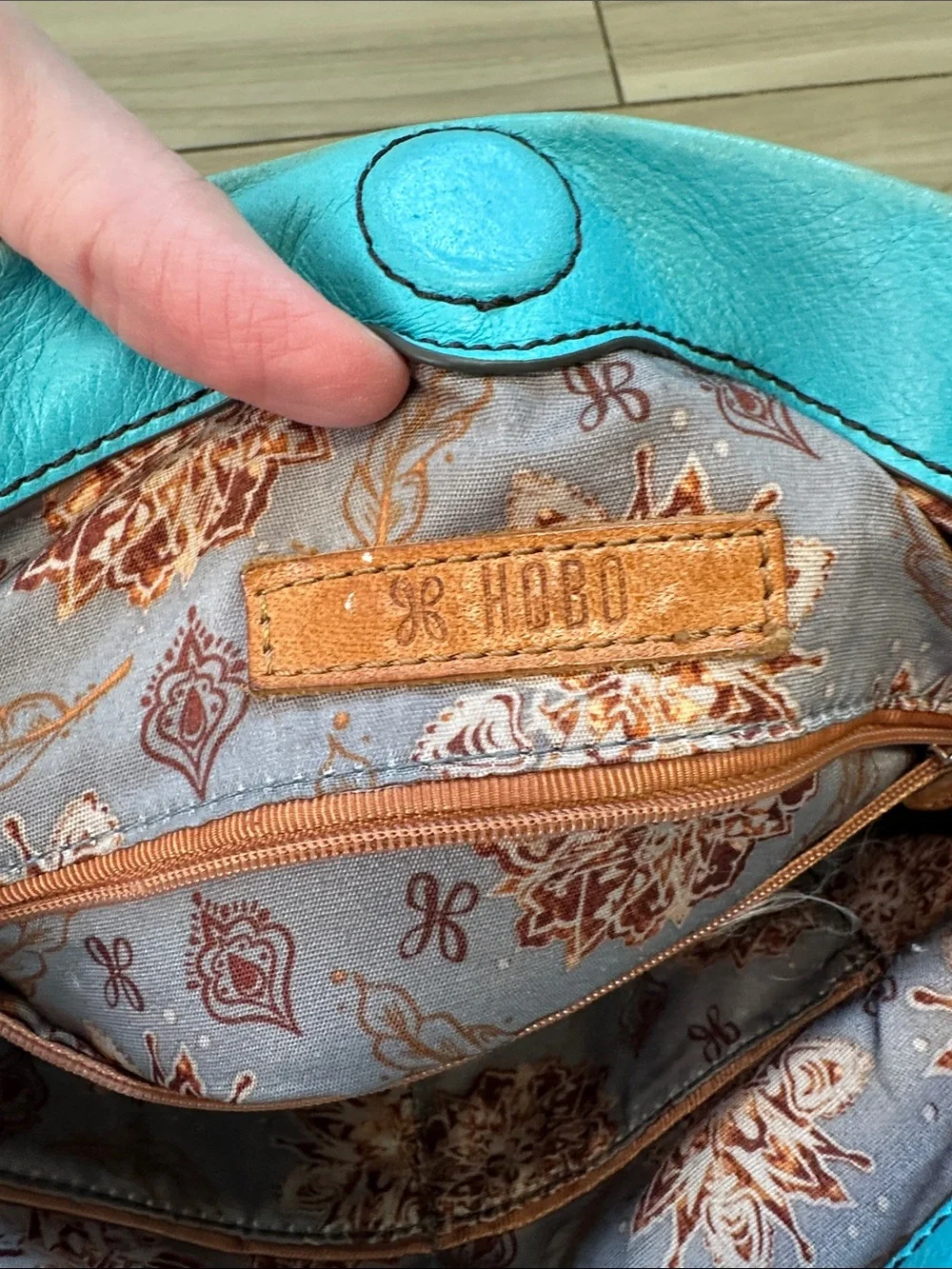 HOBO Turquoise Leather Crossbody Shoulder Bag